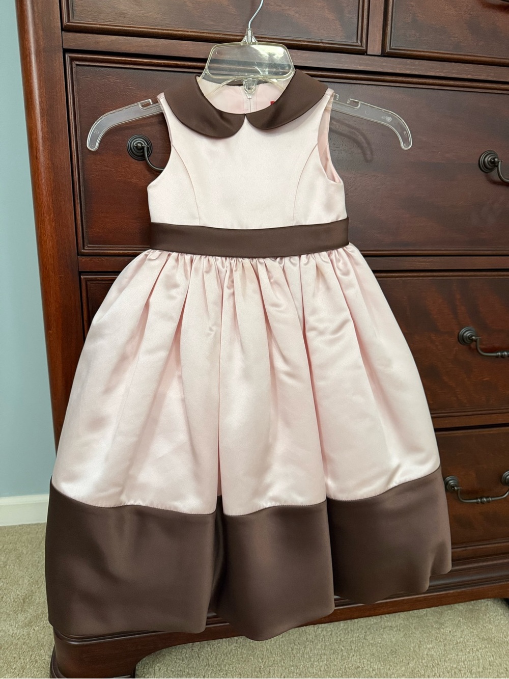 Classic Pink and Brown Sleeveless Party Dress for Girls